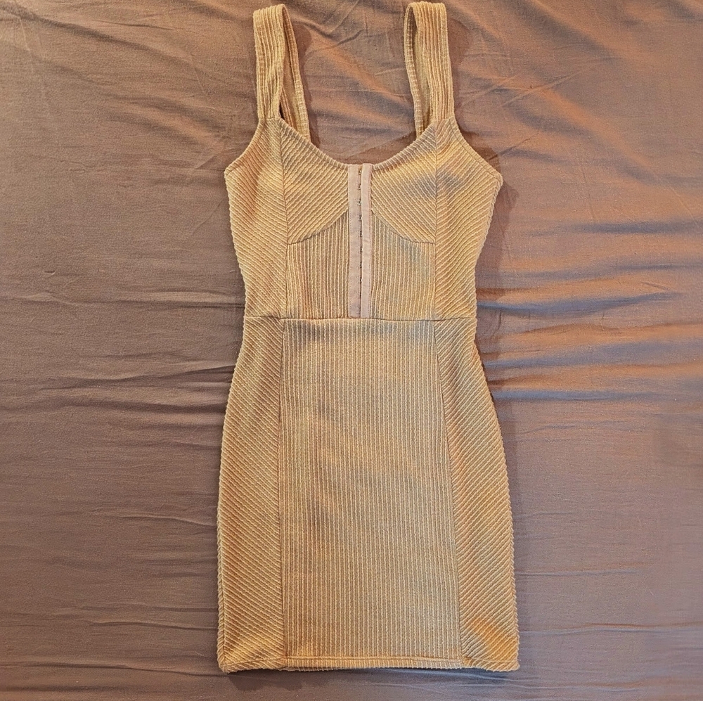 Nude Ribbed Corset Top Dress